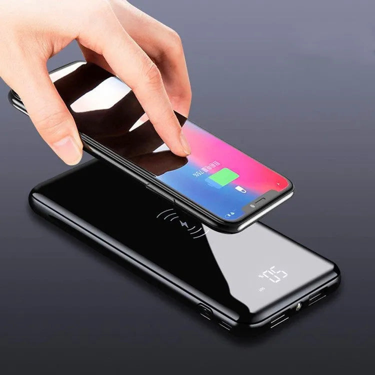 Multifunctional mirror wireless charger with mirror finish and 5V 10000mA charging current for smartphones