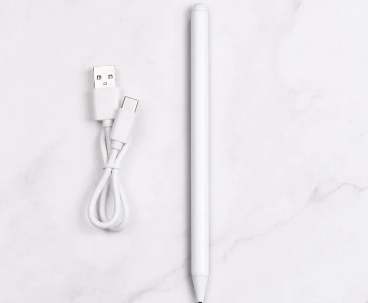 White capacitive stylus pen for iPad 2018-2019 models with 1.0mm nib and Type-C charging port