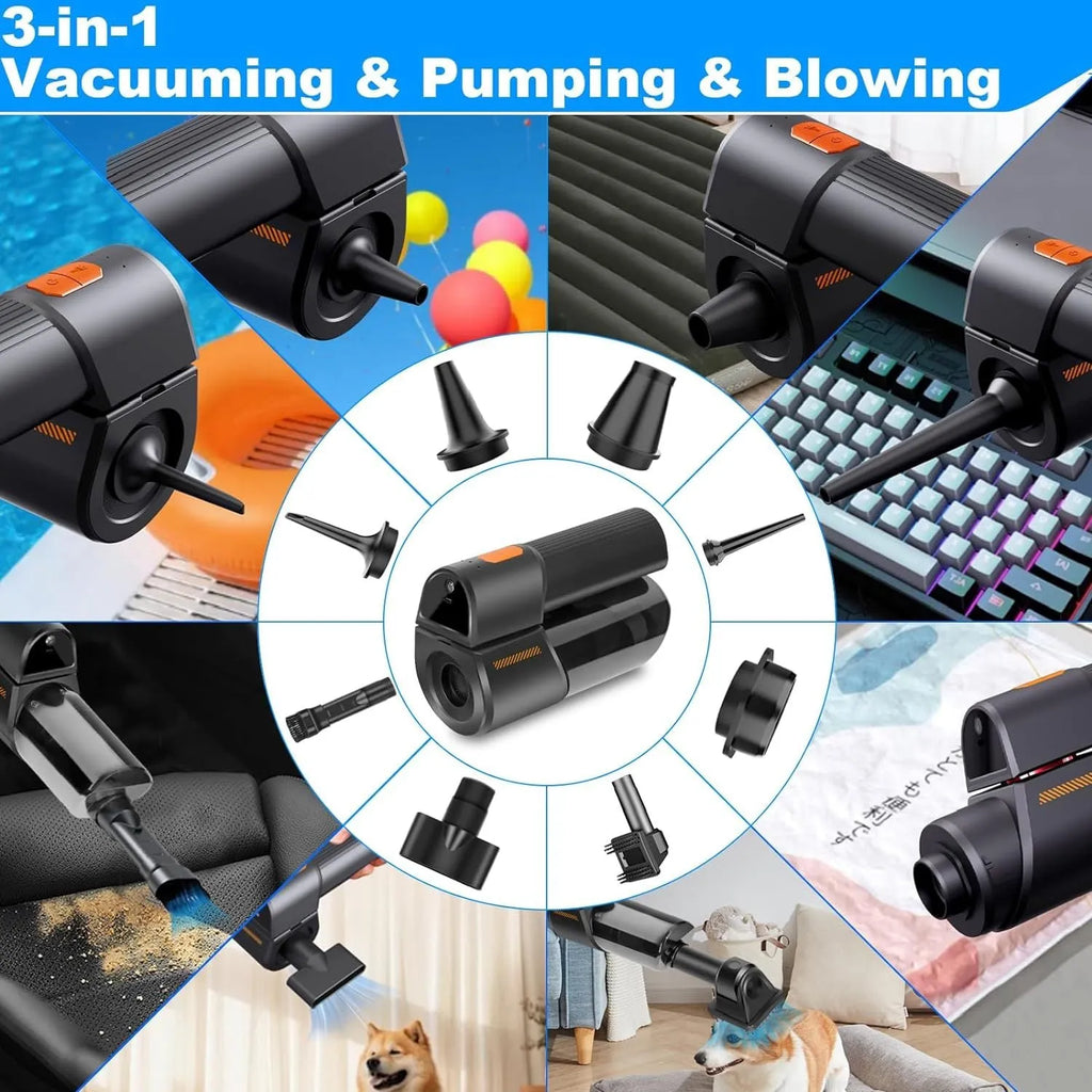 Cordless handheld vacuum 18000Pa with LED light and black ABS PC body on car seat