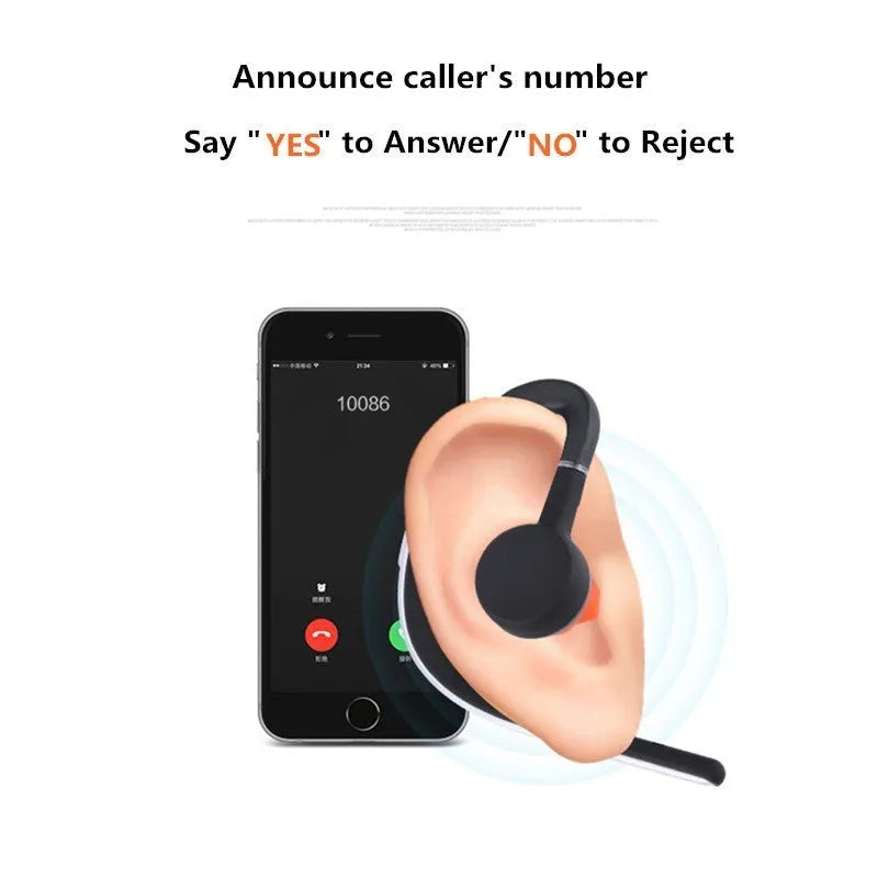 Handsfree Bluetooth headset with mic, adjustable earhook, CVC 6.0 noise cancelling, Gold or Silver colour option.