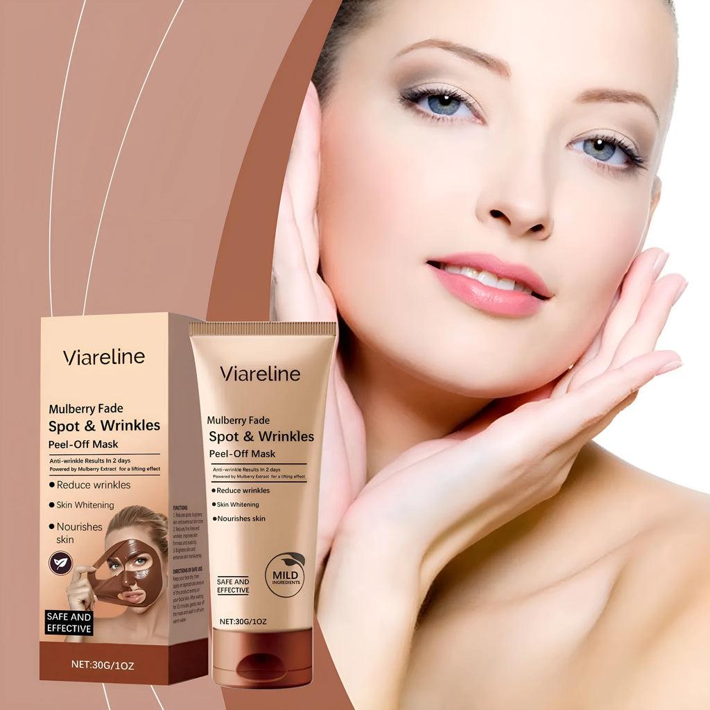 Single 30g sheet facial mask for fading wrinkles with collagen and arbutin.