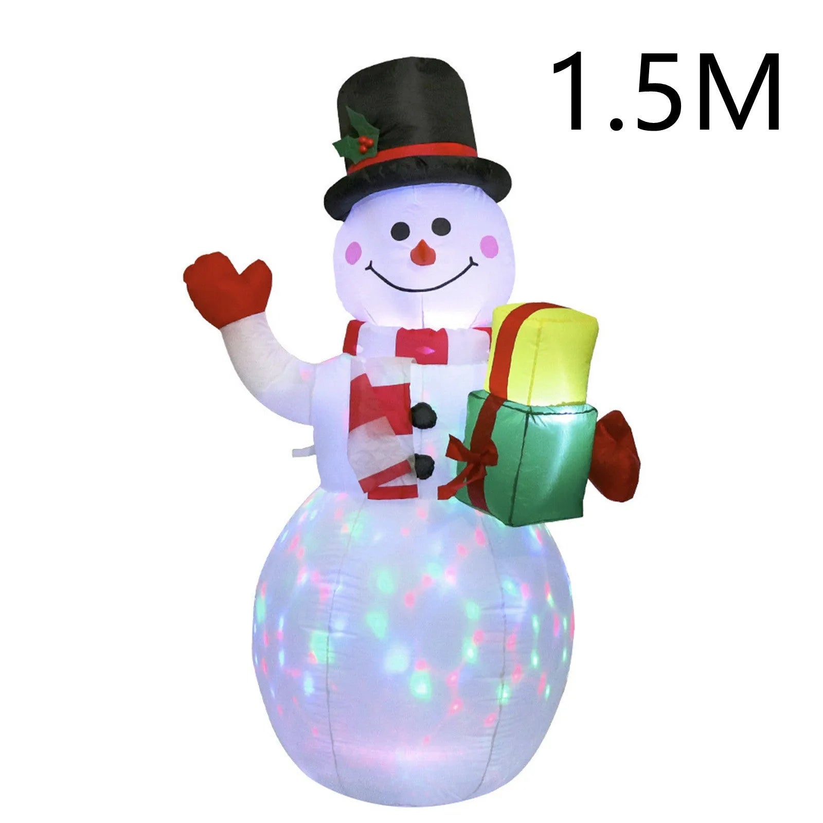Outdoor Christmas LED inflatable decoration showing Santa, snowman, or tree design with illuminated features