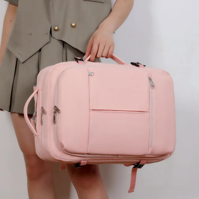 Large waterproof Oxford cloth backpack for business travel with multiple pockets, shown in available colours