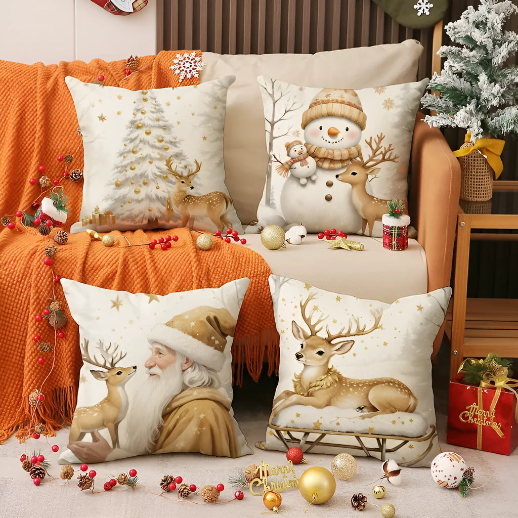 Modern linen cushion cover 45x45cm in multicolor, plain style for sofa decoration