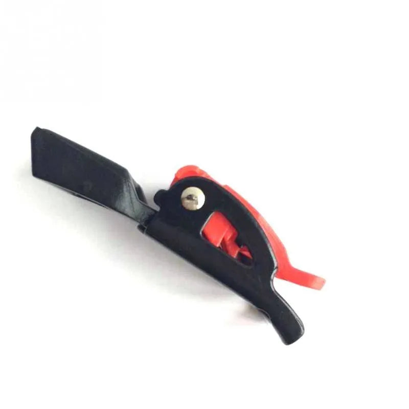 Three black and red plastic quick-release chin strap buckles for motorbike bicycle ATV helmets