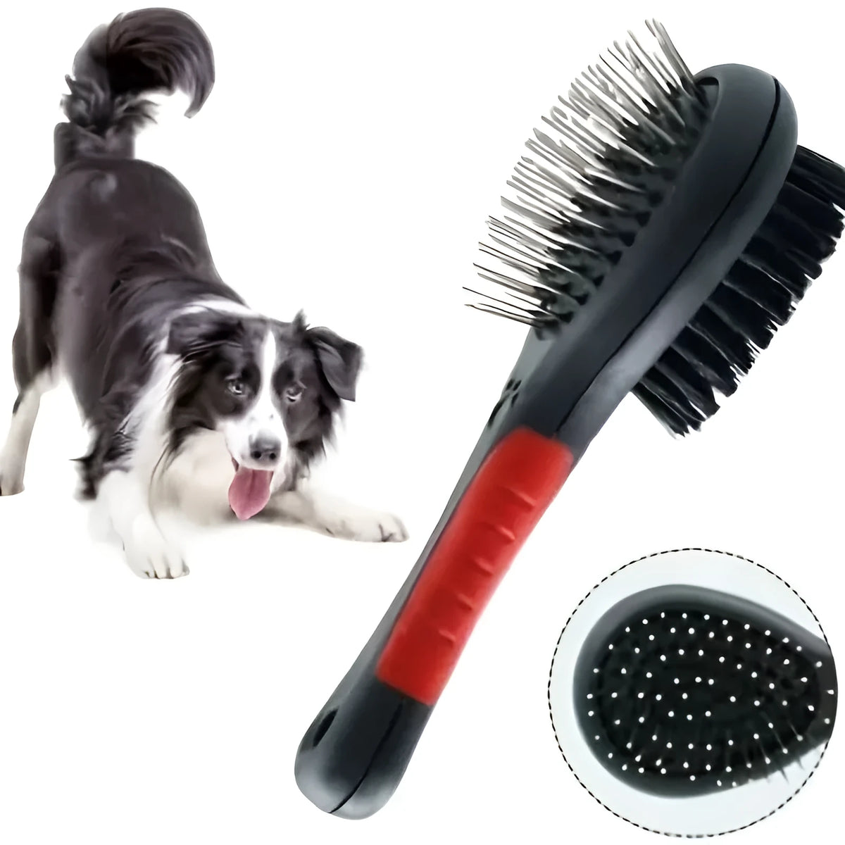 2-in-1 double-sided pin pet grooming comb for dogs and cats, shedding and dirt removal tool