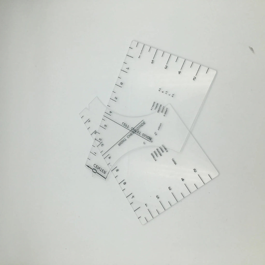 Transparent acrylic sewing ruler with 10x6 inch dimensions for fabric measurement