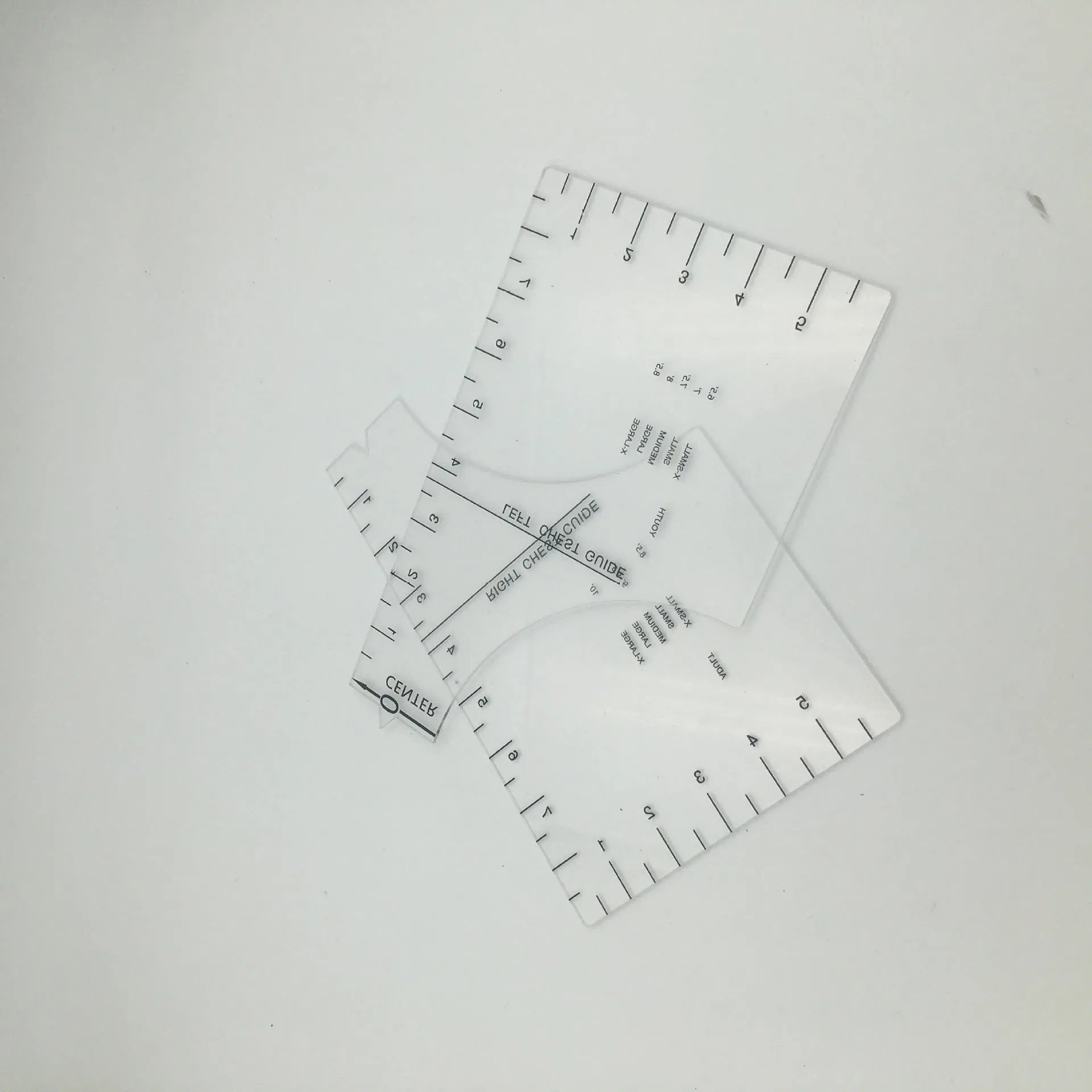 Transparent acrylic sewing ruler with 10x6 inch dimensions for fabric measurement