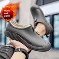 Men's short rain boots in plastic construction available in multiple colours and sizes