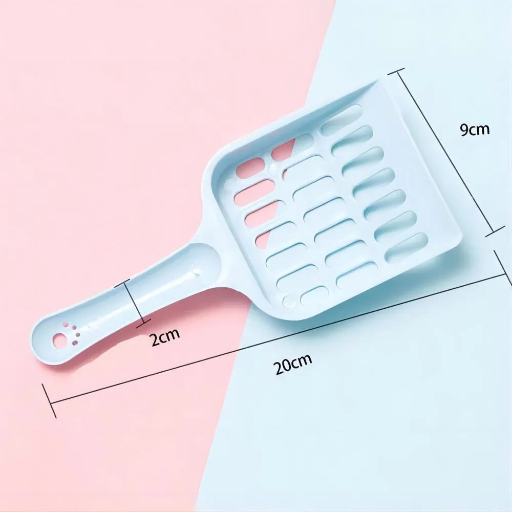 Blue plastic cat litter scoop for cleaning pet litter boxes and trays