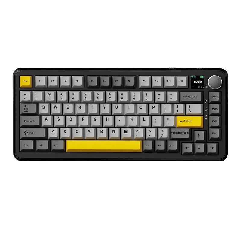 Three-mode mechanical keyboard with hot-plug switches in Black, Gray And Yellow colour options