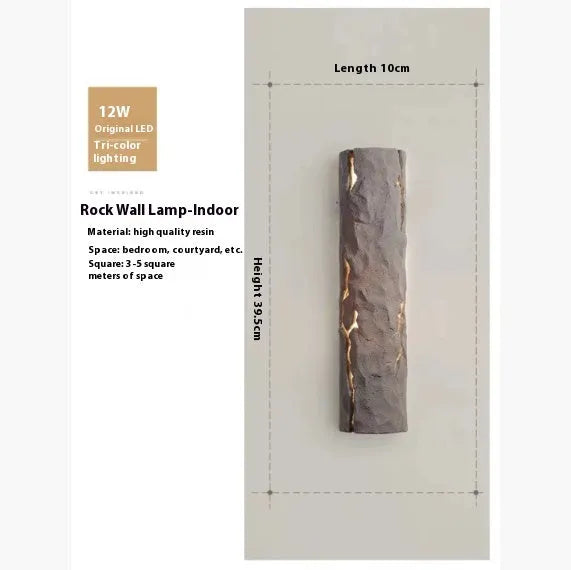 Creative retro rock-like outdoor waterproof wall lamp in model A gray for villa courtyard or garden wall.