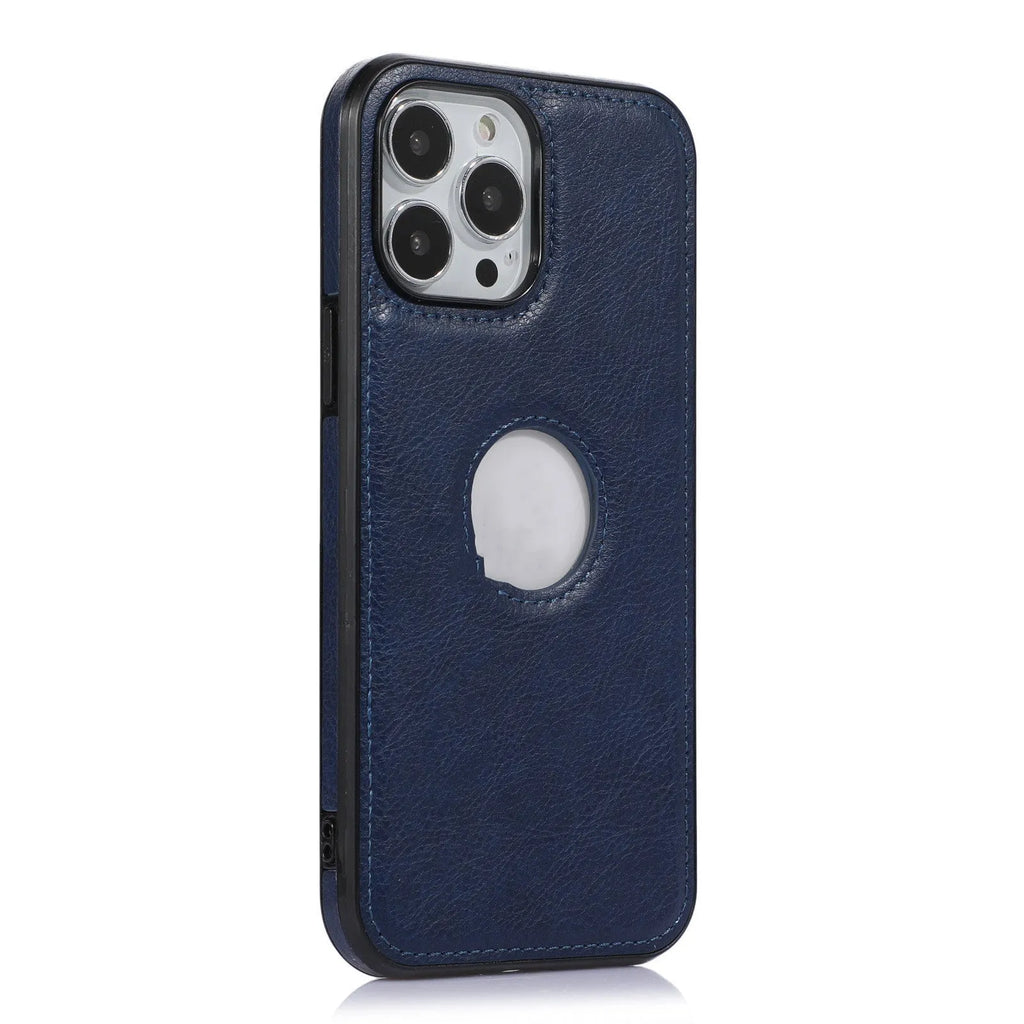 Imitation leather iPhone back cover case in black, brown, red, or blue for Apple 6G/6S to iPhone 14 Pro Max models