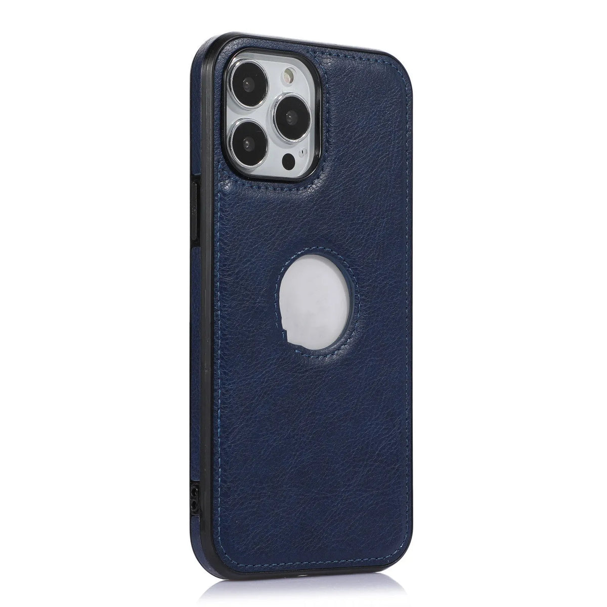 Imitation leather iPhone back cover case in black, brown, red, or blue for Apple 6G/6S to iPhone 14 Pro Max models