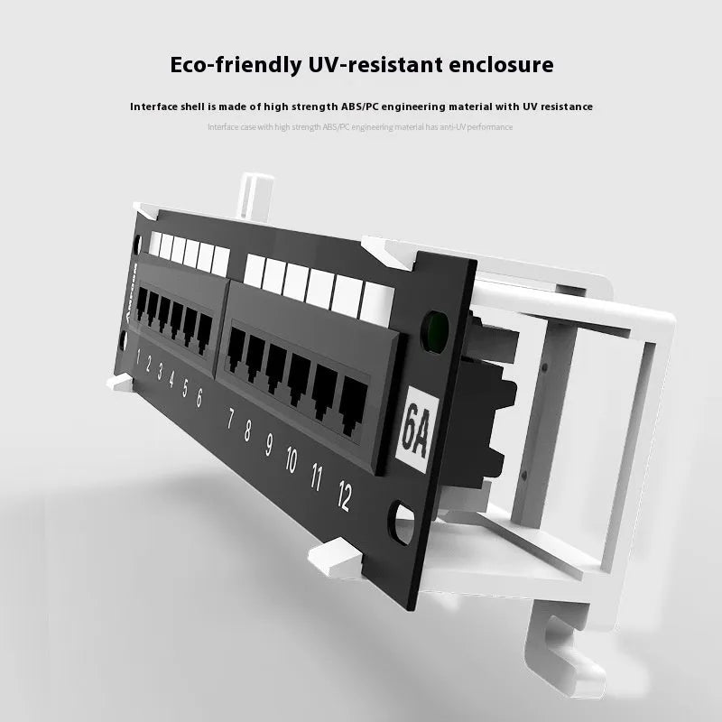 AMPCOM 12-port unshielded cabinet-type network distribution frame in black