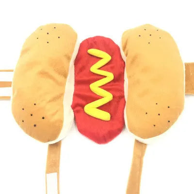 Yellow hot dog burger cotton costume for small to large pet dogs