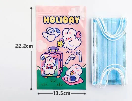 Four rabbit design packaging bags in multiple colours for snack and gift storage
