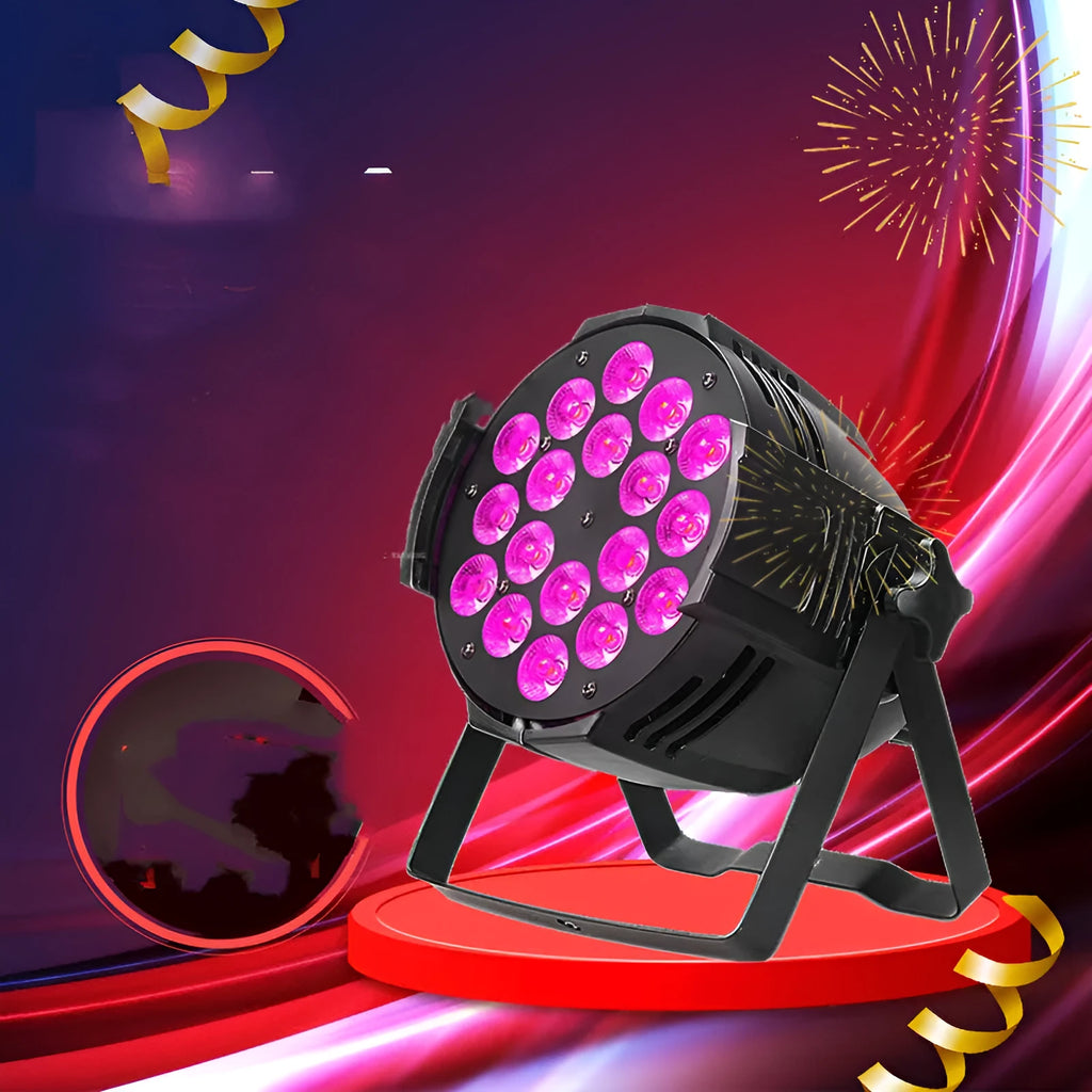 LED18 full-colour par light with 18 LED dyeing lights, six-in-one design, and 110-240V voltage