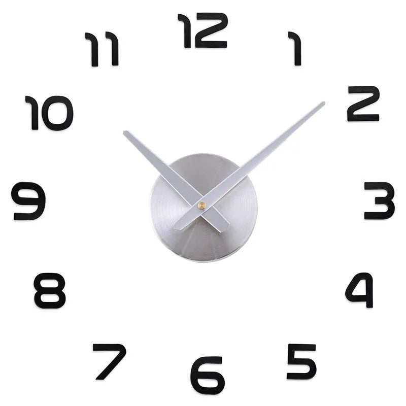 Silver round acrylic DIY wall clock for living room or office