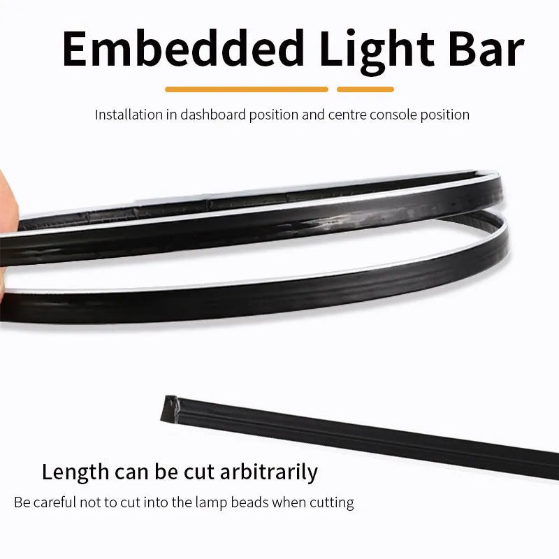 110cm RGB car ambience light strip with remote control for dashboard and footwell installation