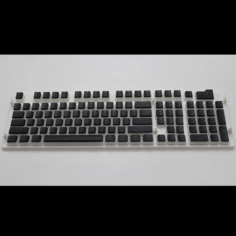 108 key double skin pudding cream PBT translucent mechanical keyboard keycap set showing RGB backlight enhancement