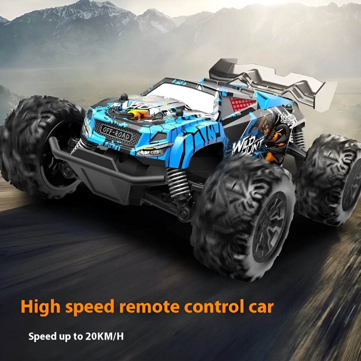 1:20 scale remote control off-road drift car with PVC shell, four-wheel suspension, green blue or US Team colour
