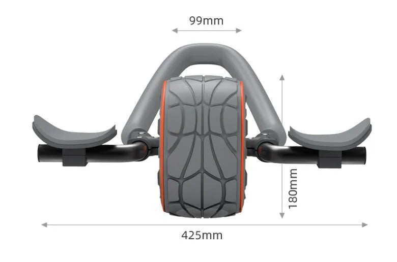 Shadow grey abdominal wheel with dual wheels and TPR construction, 42.5x18cm, on a carpet with kneeling mat