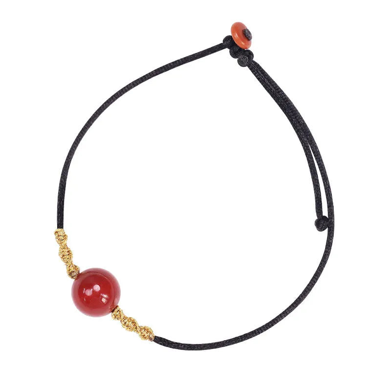 Hand-woven natural red agate bracelet and necklace set for women in a national style.