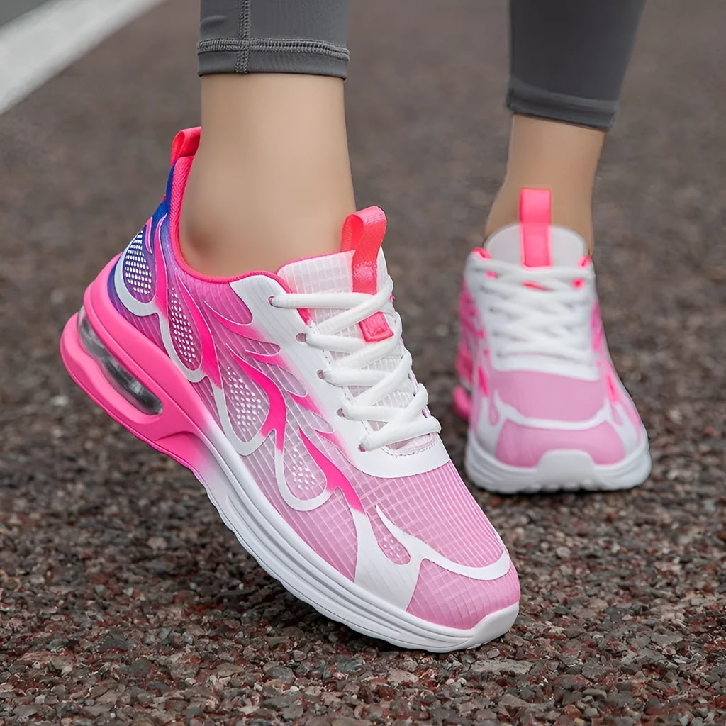 Women's mesh casual sneakers in pink, plum red, or moonlight with PU sole