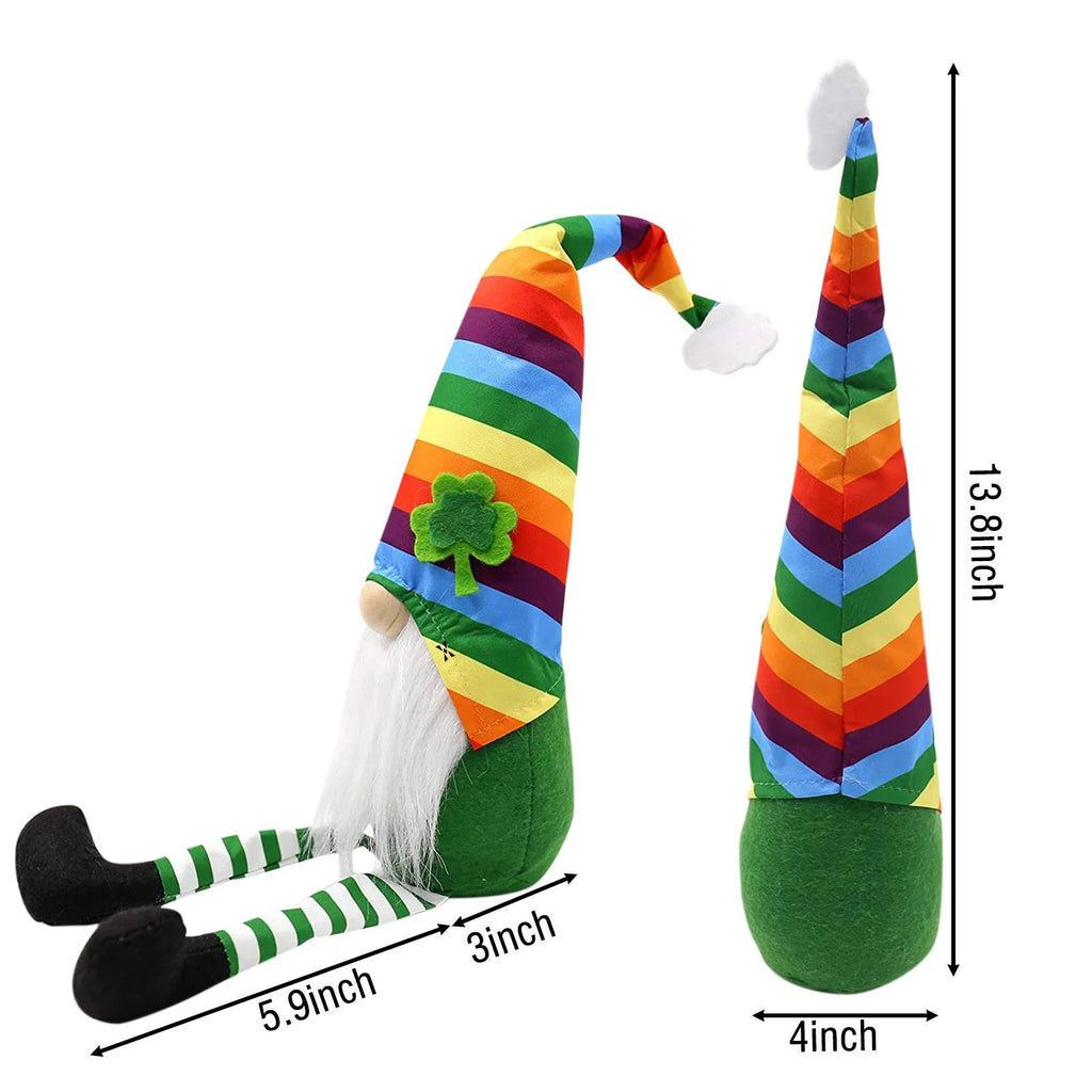 St Patrick's Day faceless dwarf plush doll in cloth, cartoon style, colour 01 or 02