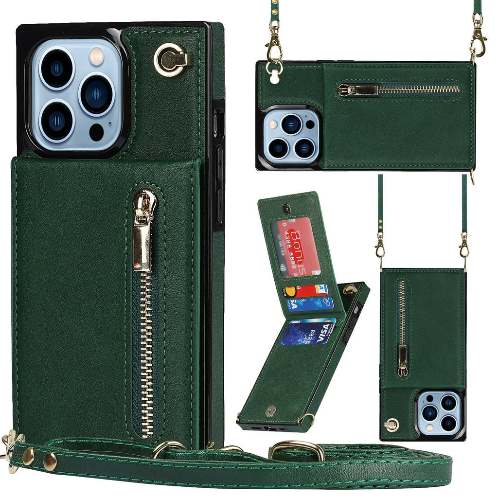 Personality crossbody rope phone case for iPhone with TPU/PU shockproof protection and long lanyard