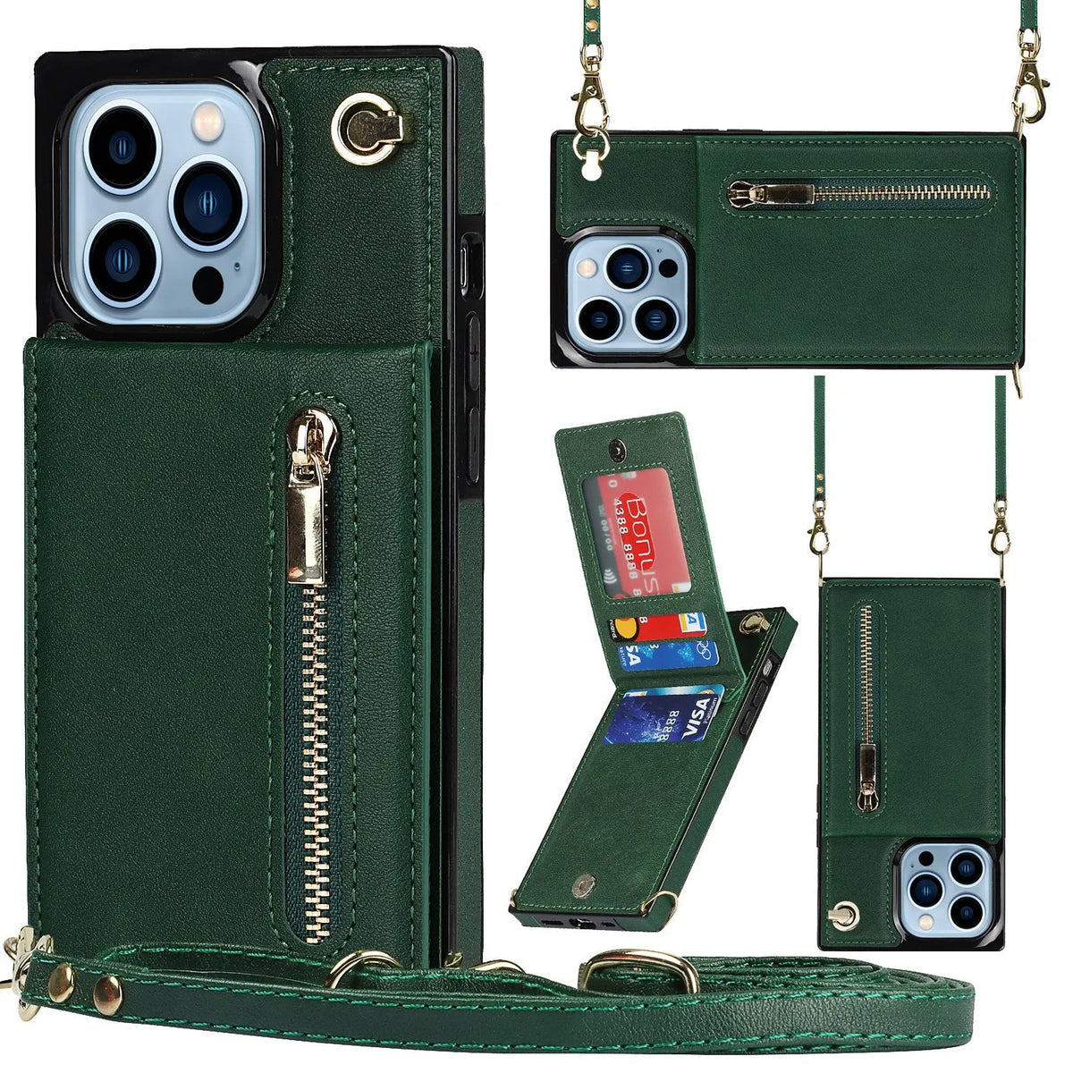 Personality crossbody rope phone case for iPhone with TPU/PU shockproof protection and long lanyard