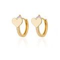 Heart-shaped stainless steel clip earrings with zircon stone in E3127G-5 colour