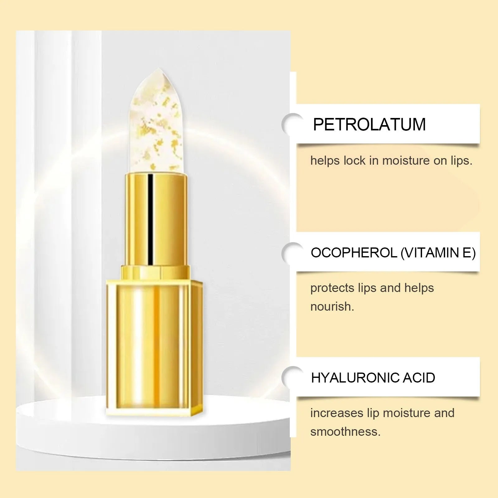 Gold Foil Discoloration Nourishing Lipstick in its packaging, showing 3.5g net content.