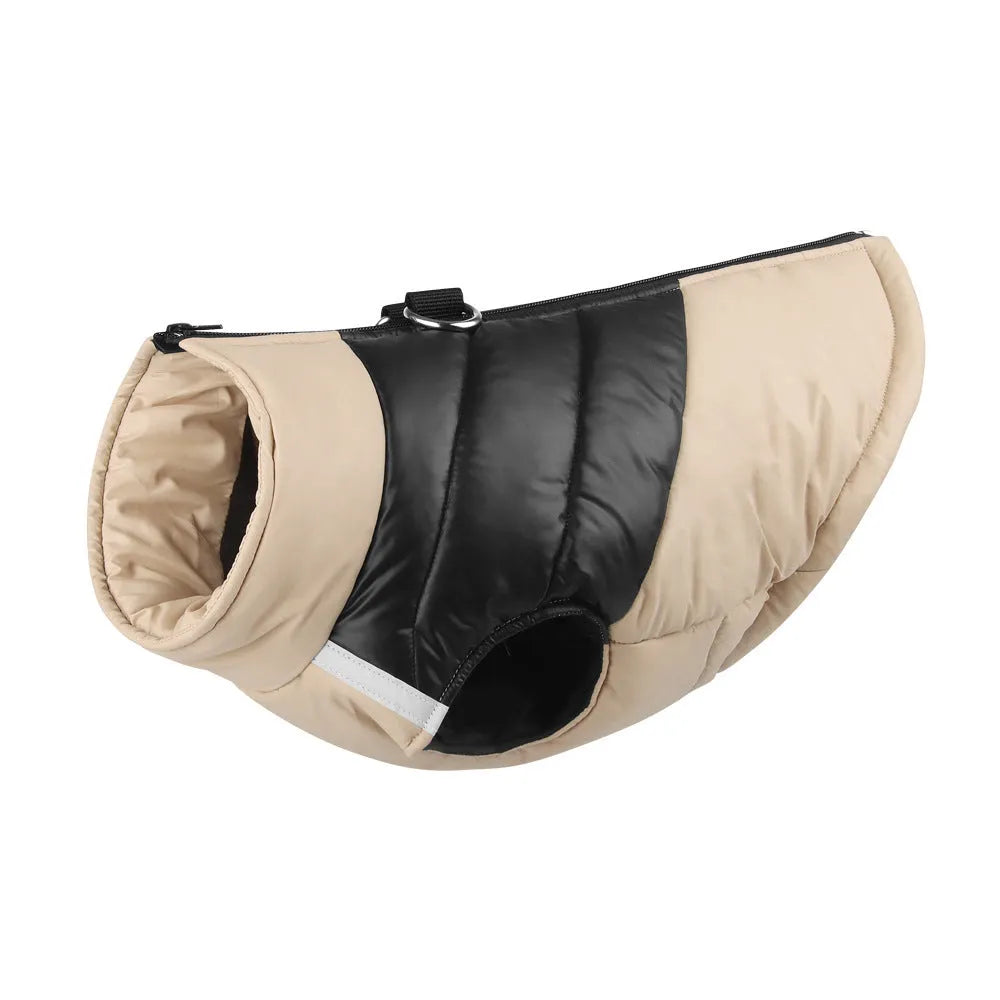 Waterproof padded dog jacket with front zipper in multiple colours and sizes for winter wear