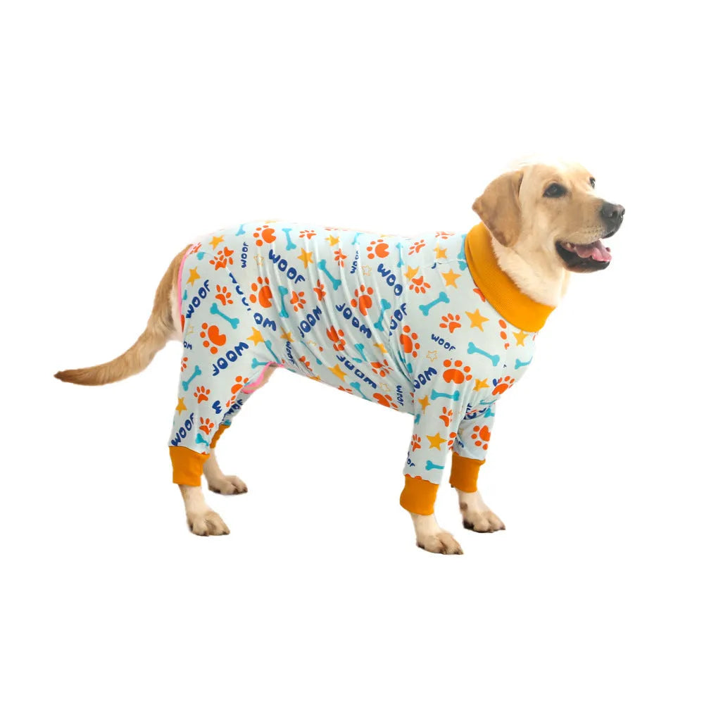 Cotton sleeveless dog jumpsuit vest shown in one of over 40 available colour and print designs.