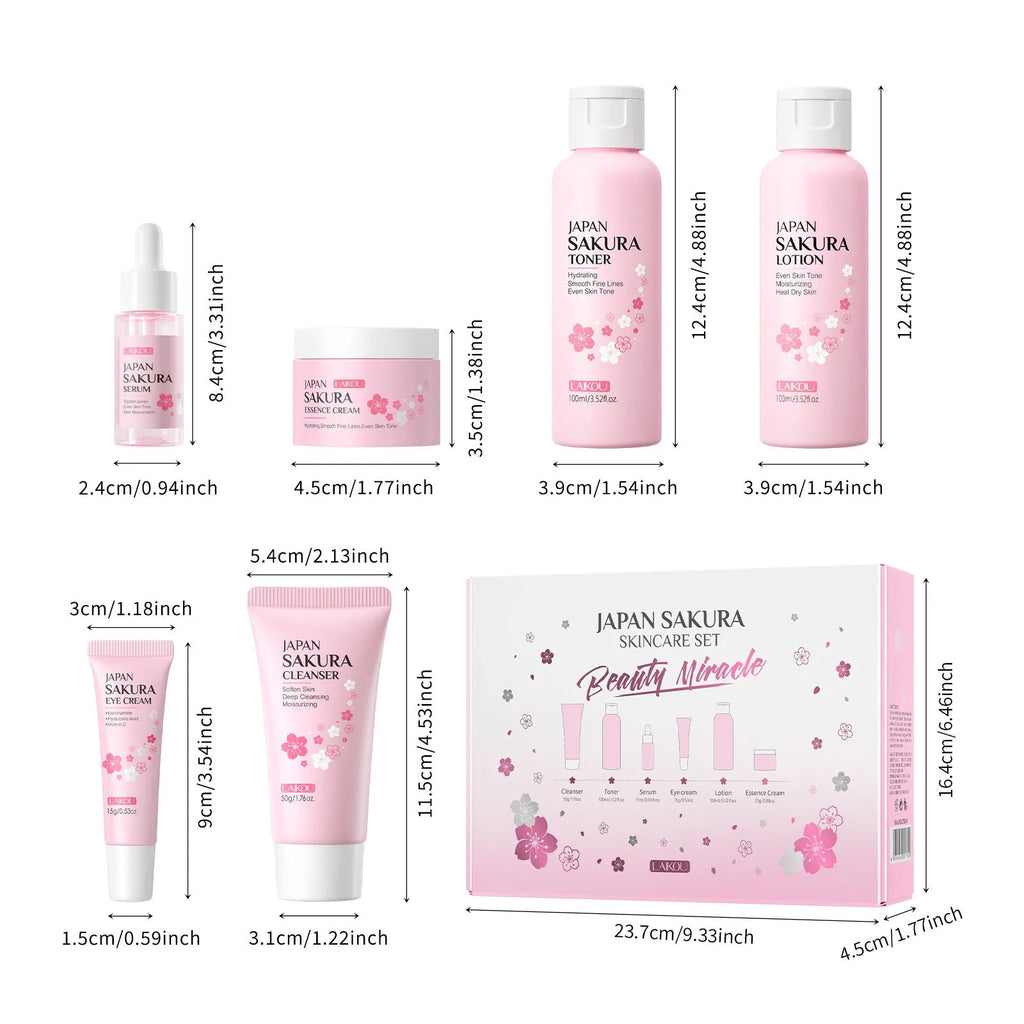 Cherry Blossom 6-piece skin care set with cleansing and brightening products
