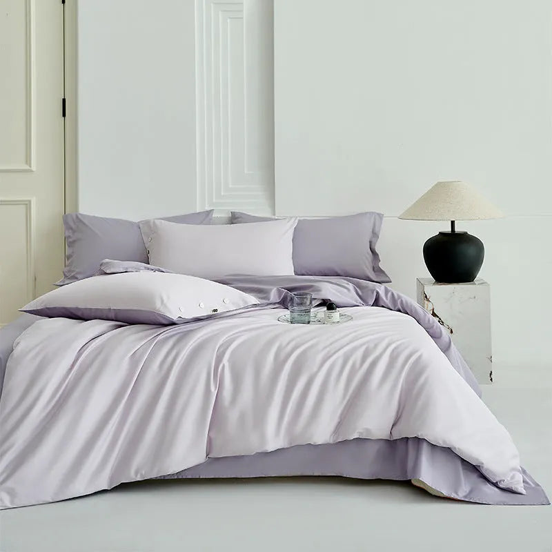 Four-piece cotton bedding set with embroidered quilt cover 200x230, bed sheet 245x250 and pillowcase 48x74