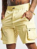 Men's black sports shorts with elastic waistband for fitness activities