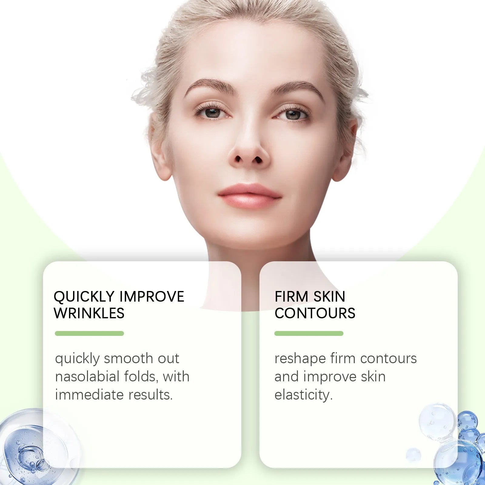 Two rectangular facial skincare patches measuring 4.7 by 7.8 centimetres with hydrogel formula