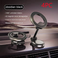 All-metal magnetic car phone mount with foldable design on dashboard holding mobile phone