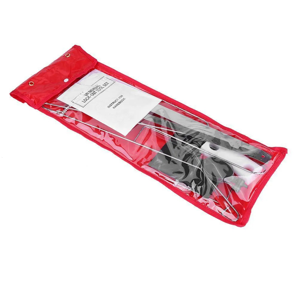9-piece automotive maintenance tool set with air pump wedge, plastic wedges, hooks and crowbars
