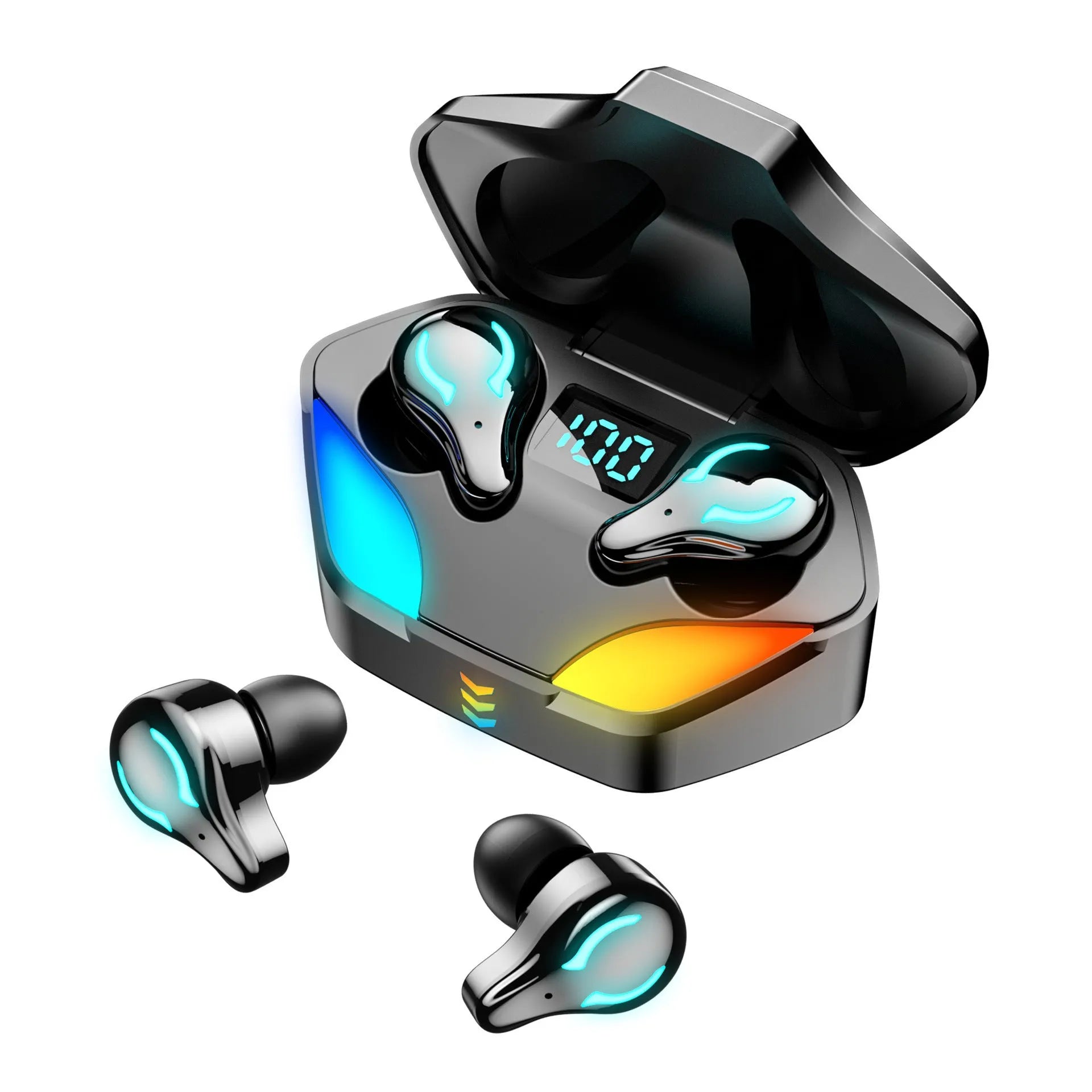 Black in-ear Bluetooth gaming headset with no delay for mobile e-sports on smartphone