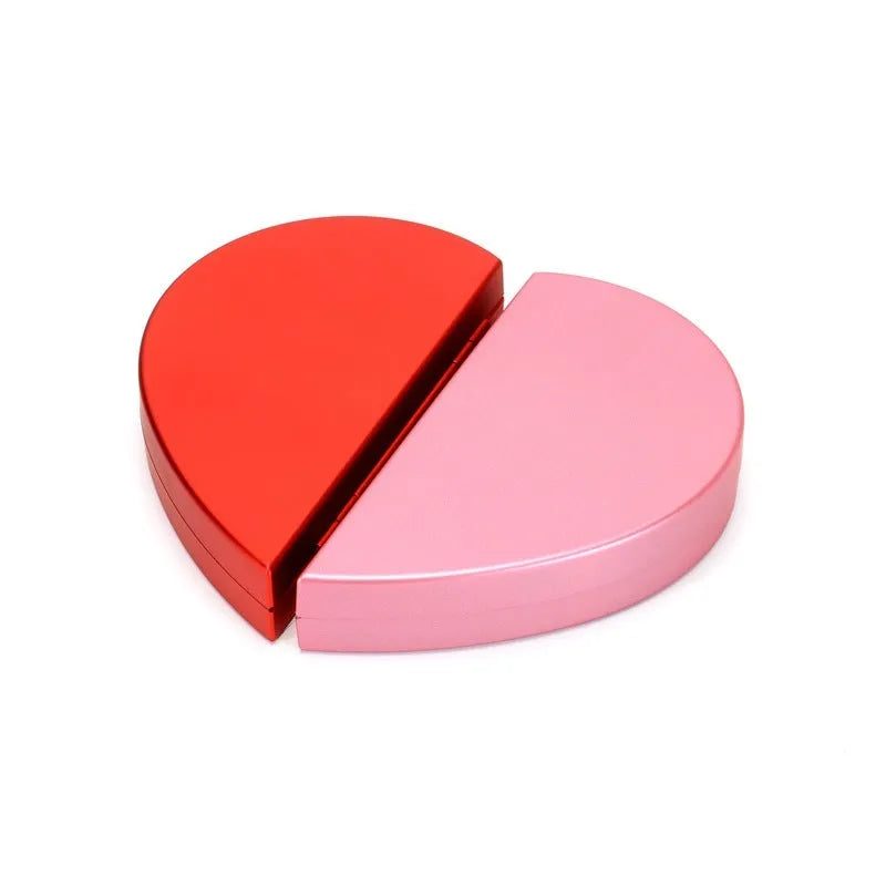 Red rotating ring box with 3D heart-shaped rose decoration for jewellery display