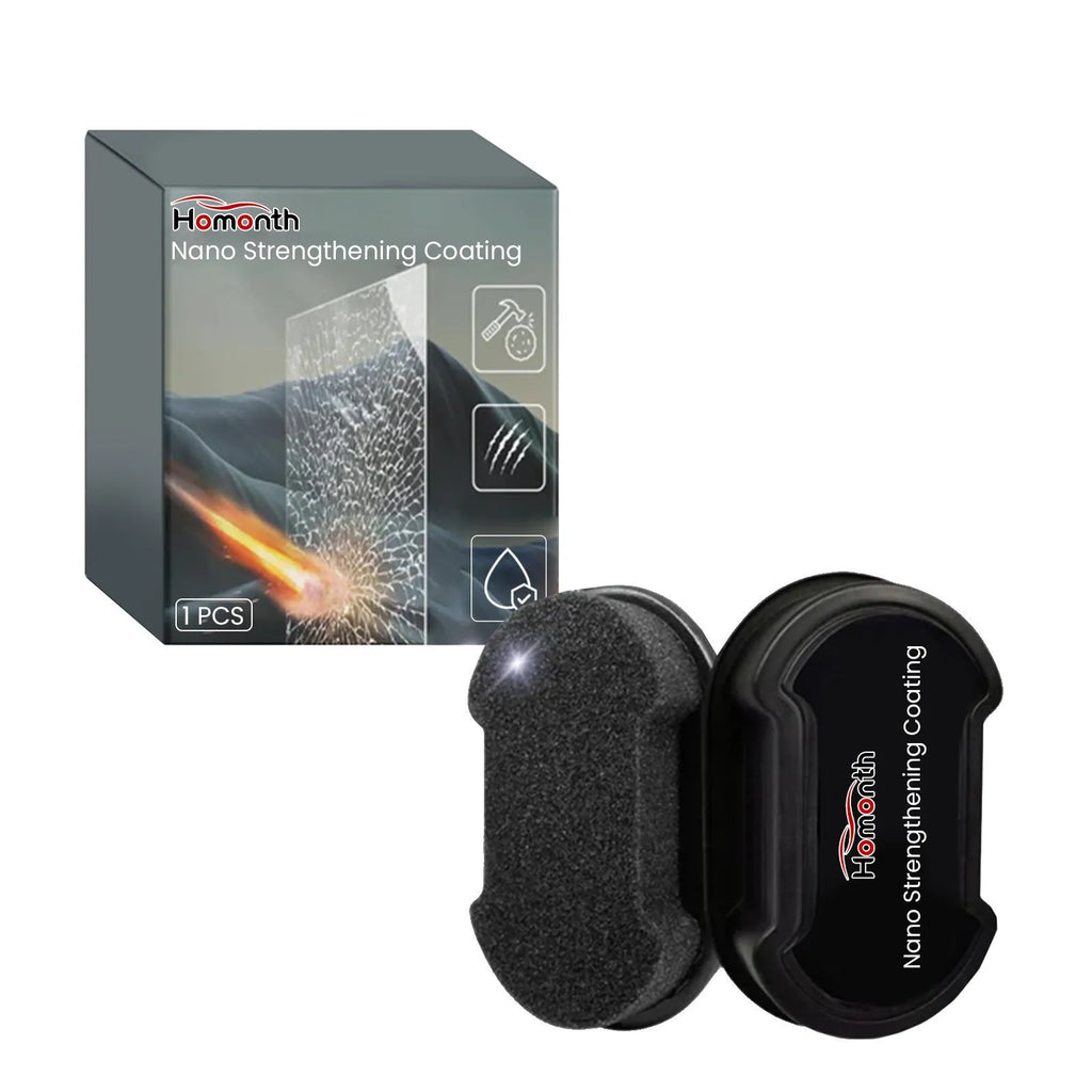 Single piece reinforced car cleaning sponge for windshields and hydrophobic glass.