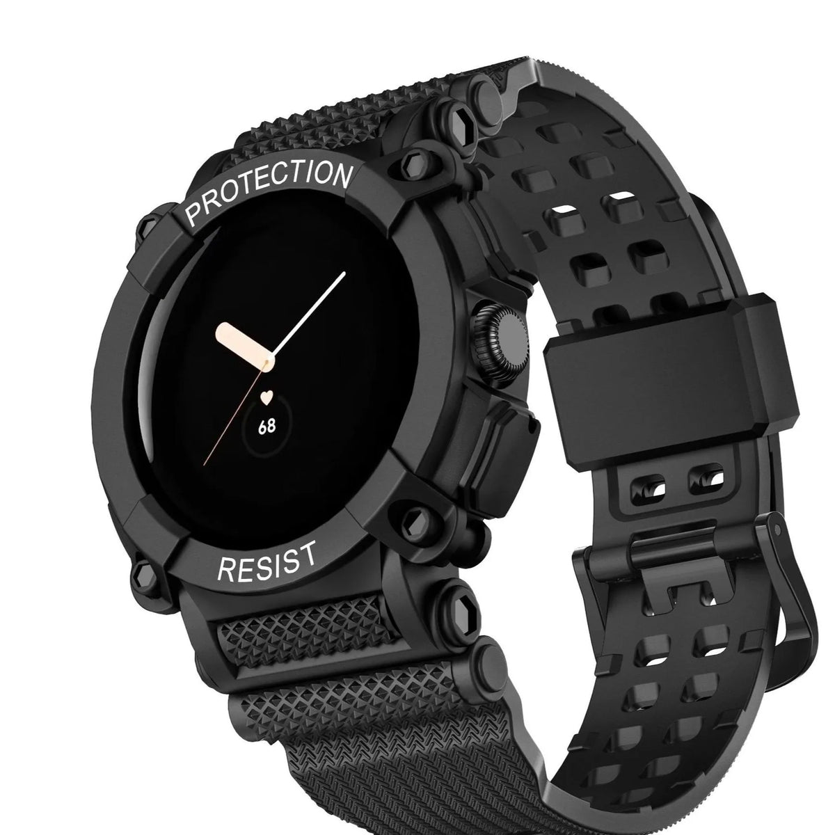 Google Watch integrated silicone replacement strap in sports style, available in seven colours for Watch 1 and 2