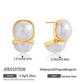 Stainless steel geometric stud earrings with electroplated non-fading finish, quadrilateral shape, European style, for women