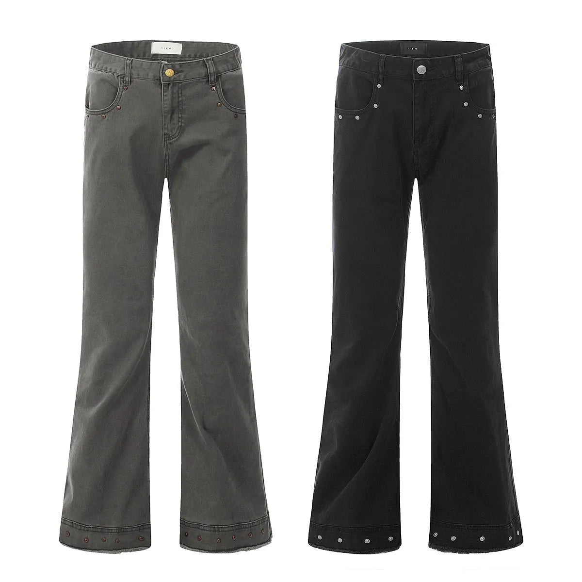 Cotton American retro skinny jeans in black colour with straight-leg trousers design