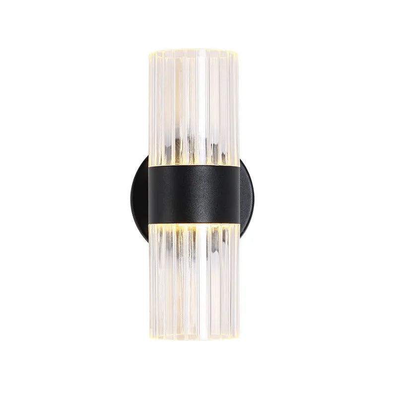 Round tube LED wall lamp black gold finish up and down light iron acrylic modern simple