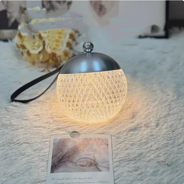Portable dimmable night lamp with touch control, 12cm diameter and height, European minimalist design
